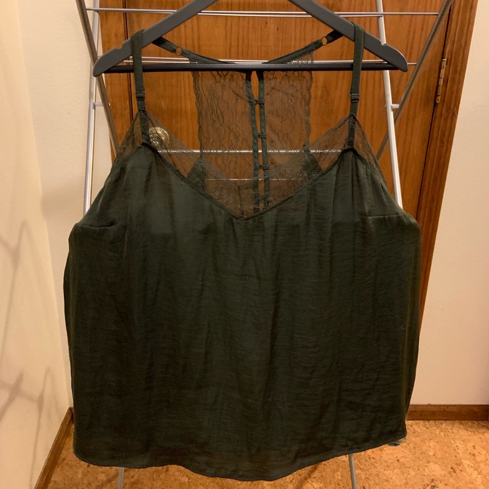 Torrid olive green lace racer back tank